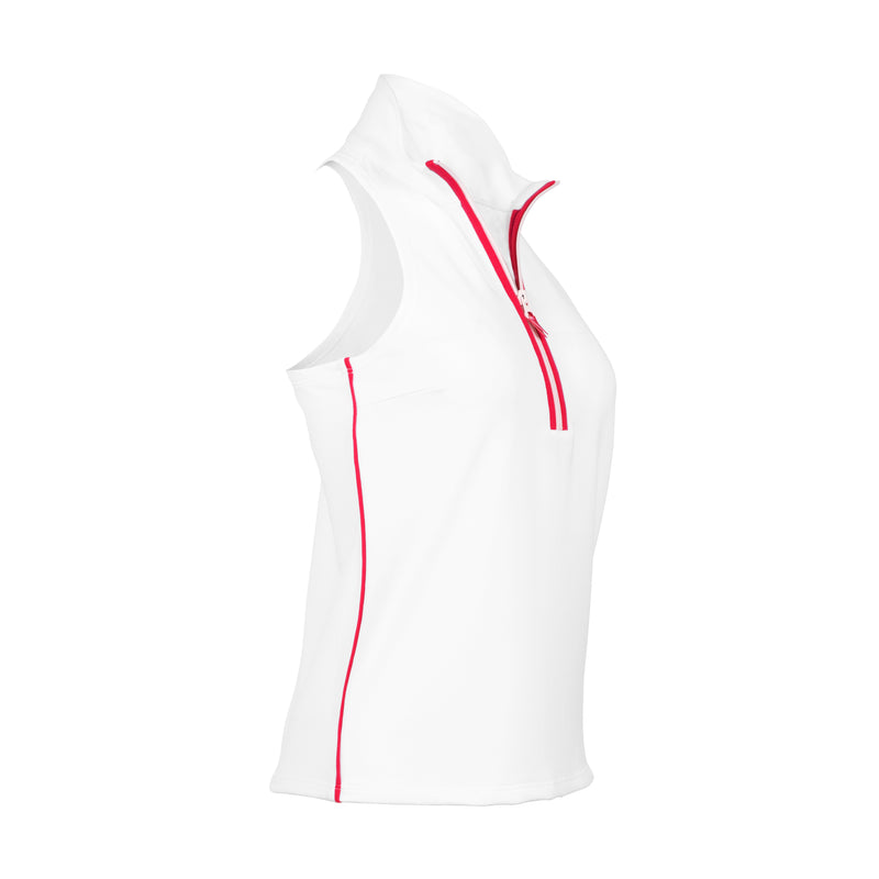 Load image into Gallery viewer, Side profile of White Back Nine womens golf sleeveless shirt

