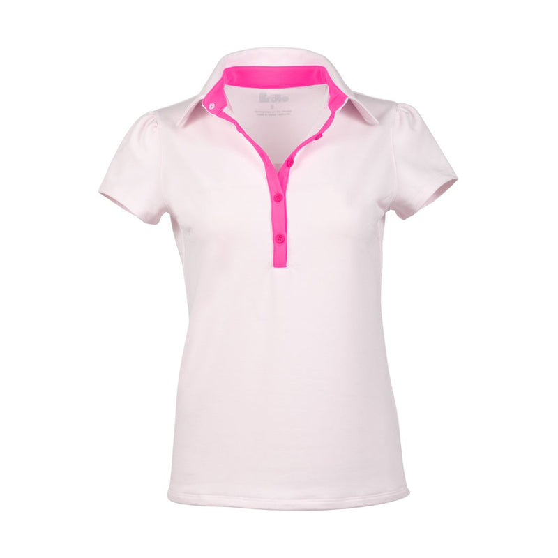 Load image into Gallery viewer, Pirdie Golf Womens June Daly Dusty Rose Polo with Raspberry accents
