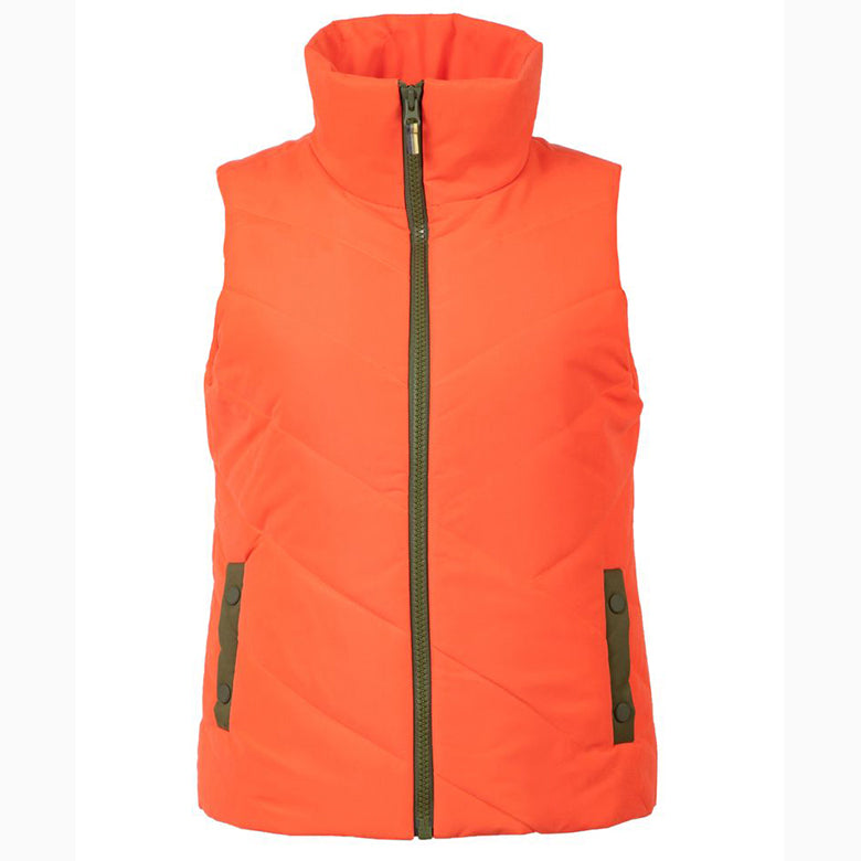 Load image into Gallery viewer, Coral Twilight Women&#39;s golf Vest with Olive zipper
