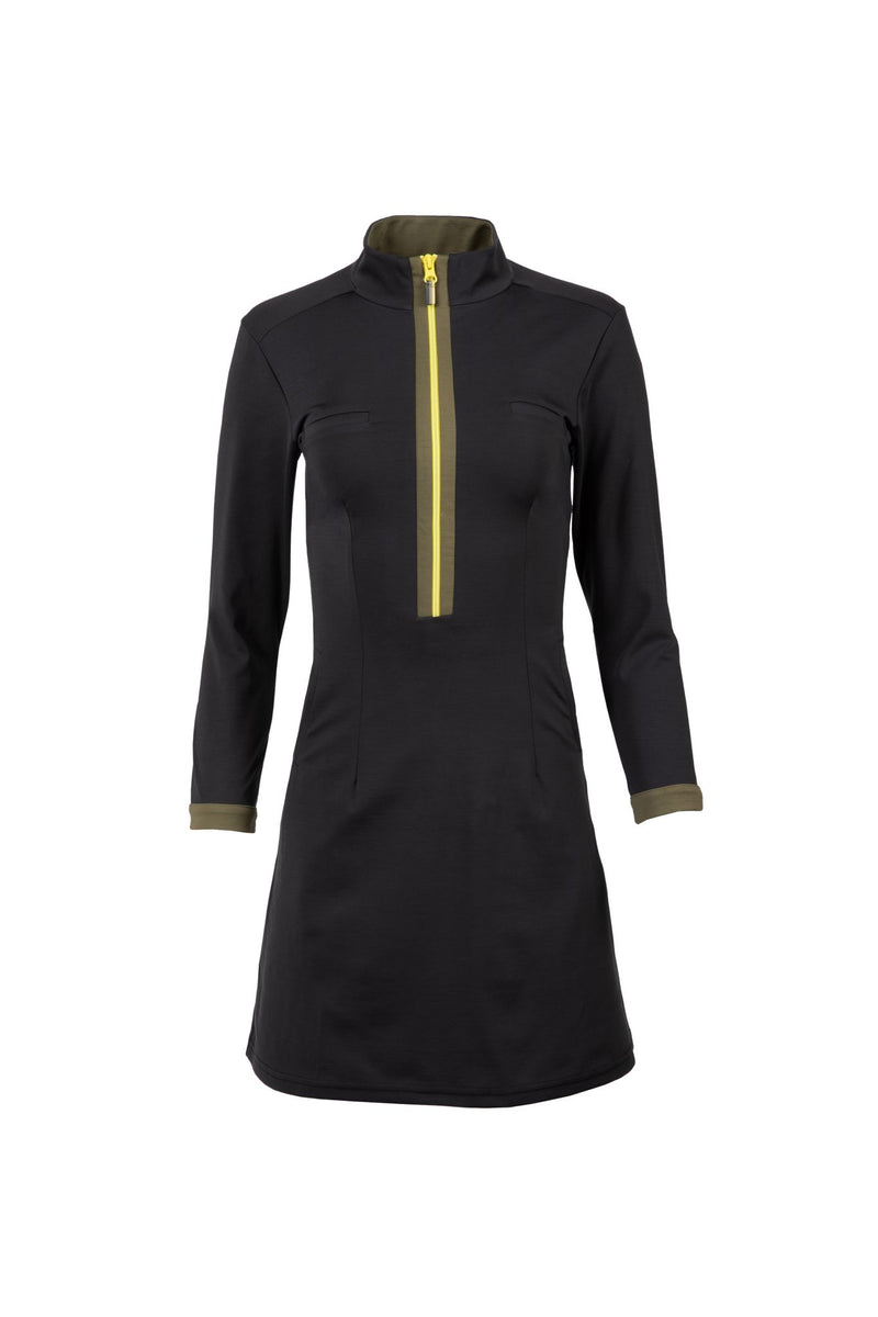 Load image into Gallery viewer, The Duchess Long Sleeve Golf Dress Black
