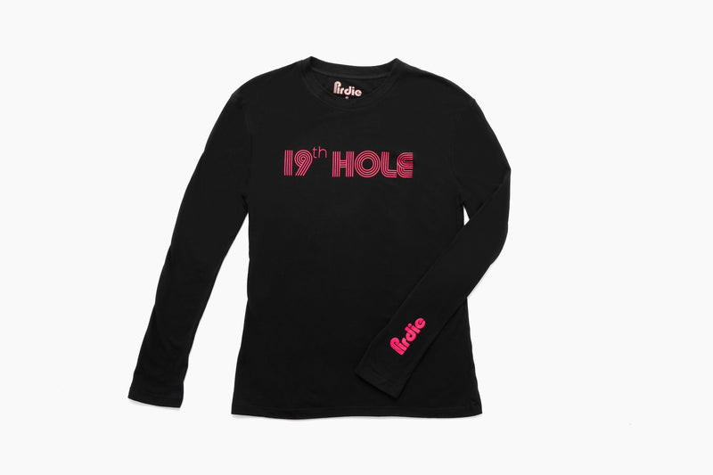 Load image into Gallery viewer, black 19th hole longsleeve tshirt
