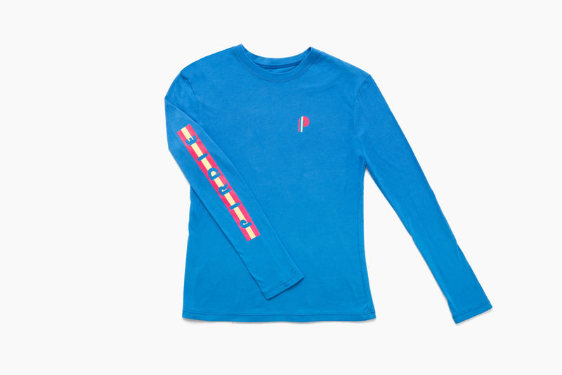 Load image into Gallery viewer, Pirdie longsleeve golf t-shirt in Blue.
