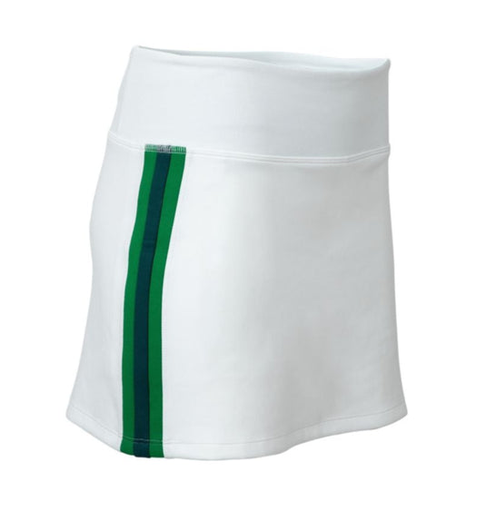 White Foreplay golf skirt on a ghost model in a studio shot.